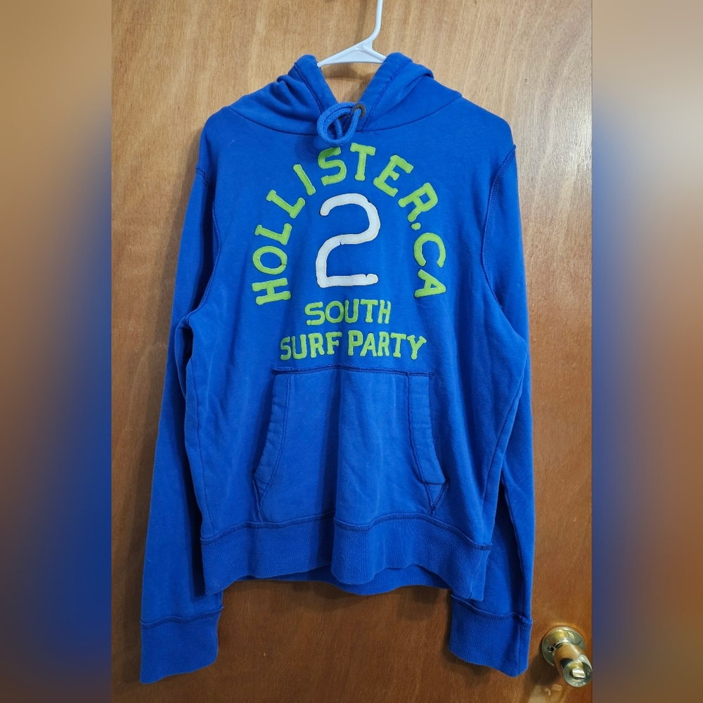 Vintage Y2K Beach Surf Party Soft Hollister Hoodie  Blue Sz XL
